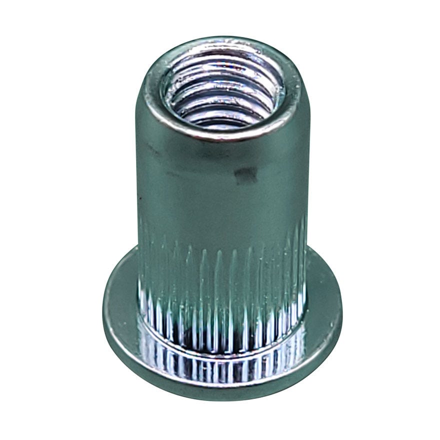 M6 Nutsert Flanged Splined (.8mm - 3mm Grip) Steel ZP