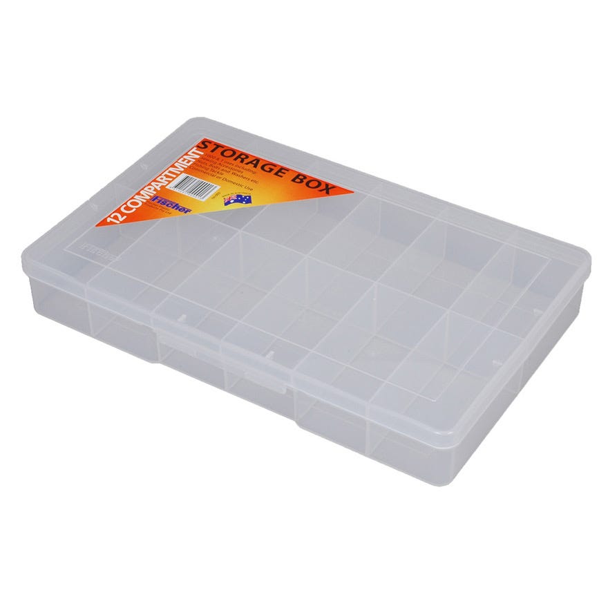 Fischer 12 Compartment Clear Plastic Storage Box (310x200x48) 1H-093