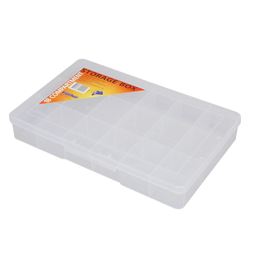 Fischer 18 Compartment Clear Plastic Storage Box (310x200x48) 1H-094