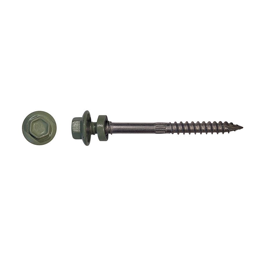 12G-11x50 Hex W/F Wood Screws Type 17 neo Top Grip (Mist Green)