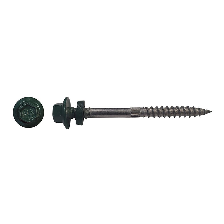 12G-11x65 Hex W/F Wood Screws Type 17 neo Top Grip (Permanent Green)