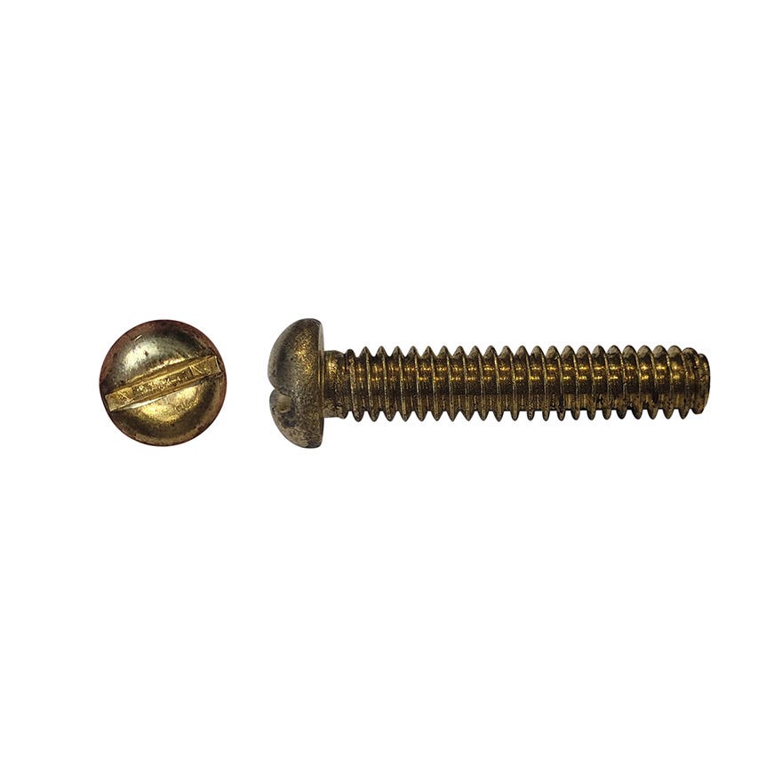 1/4x1 1/2 Round Head Slot Machine Screw Brass