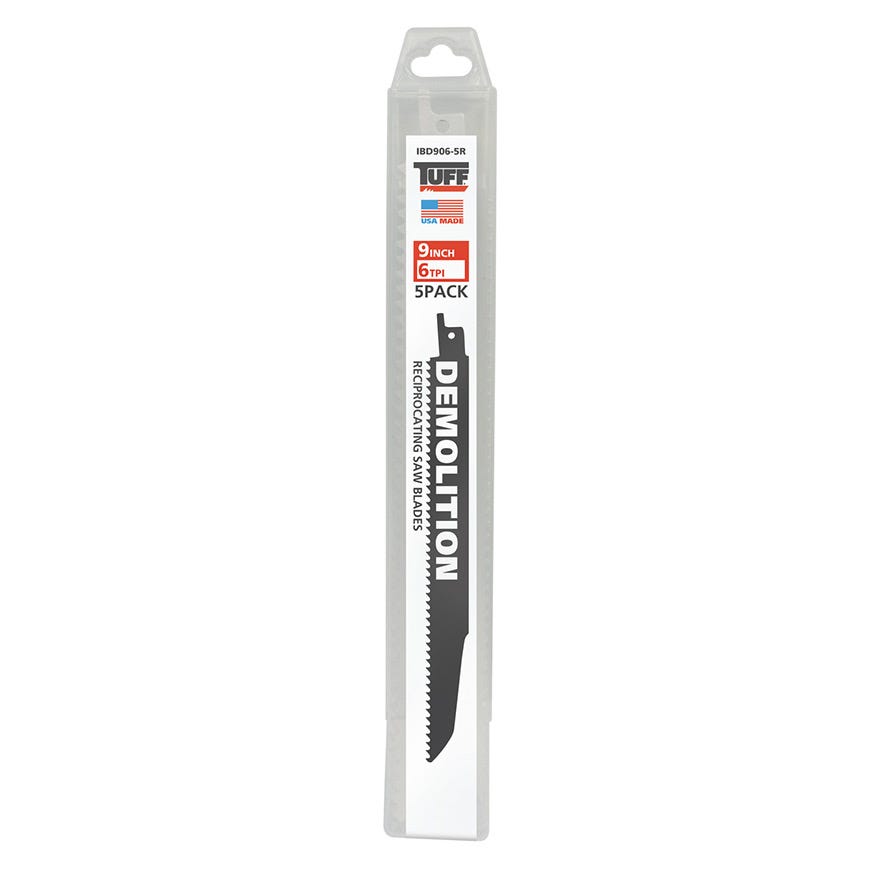 225mm TUFF Reciprocating Blade 9" x 6TPI Demolition - 5 Pack