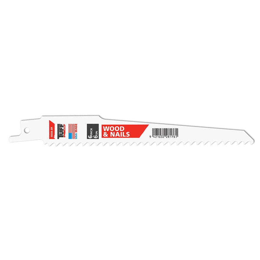 150mm TUFF Reciprocating Blade 6" x 6TPI Wood/Nails