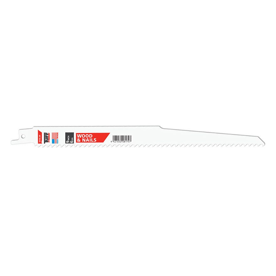 225mm TUFF Reciprocating Blade 9" x 6TPI Wood with Nails