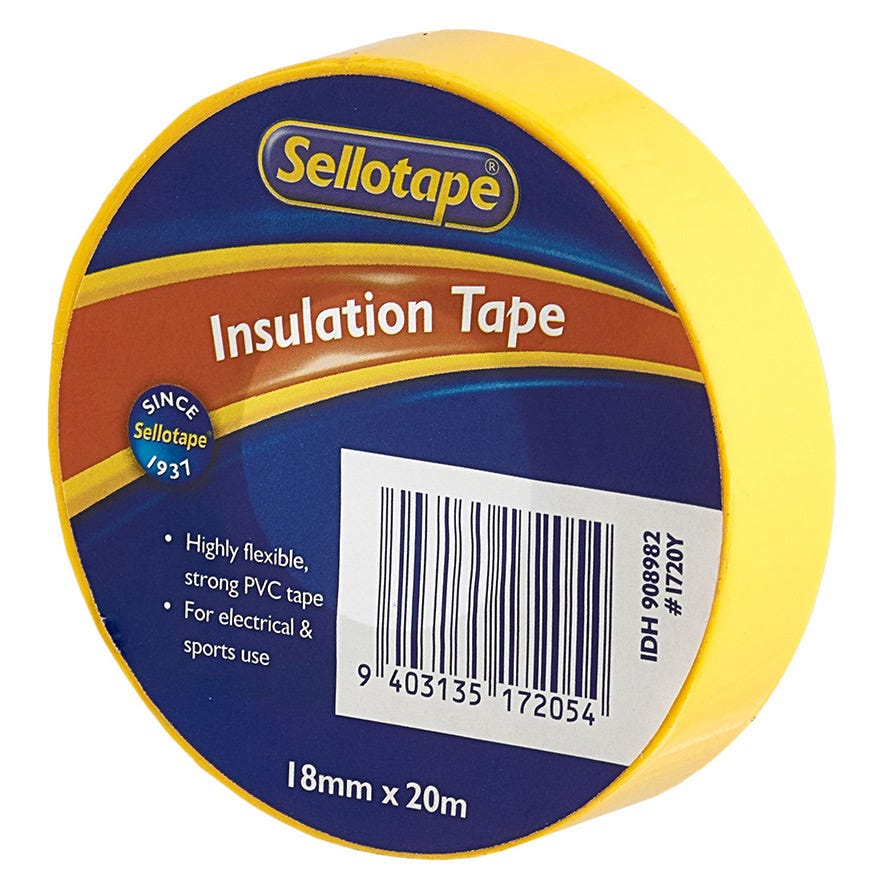 Sellotape 1720 Yellow (Electrical / Insulation) 18mm x 20m