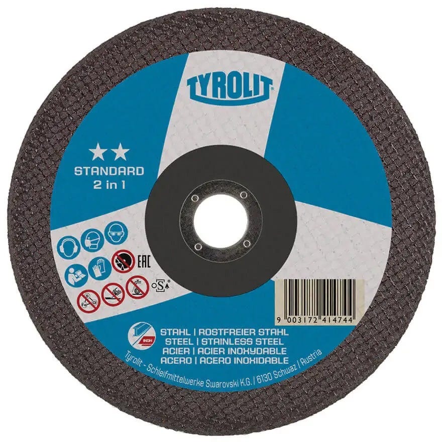 115x1.0x22 Tyrolit 2-In-1 Standard Flat Cutting Disc A60Q (34332859)