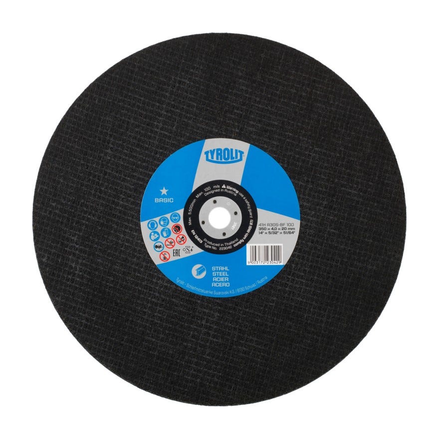 350x2.8x25 Tyrolit Steel Basic Flat Cutting Disc A46S (223033)