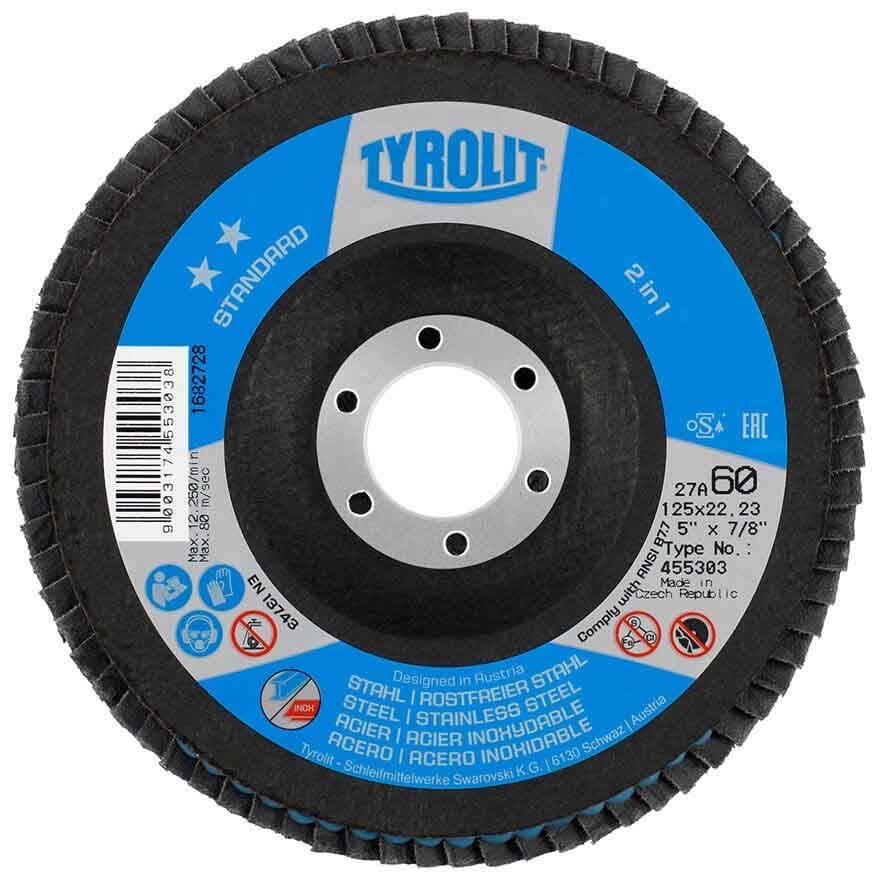 125x22 Tyrolit 2-In-1 Standard Flap Disc 120 Grit (243069) (34704778)