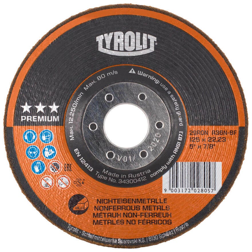 115x22 Tyrolit Aluminium Premium Rondeller Flexible DPC Grinding Disc A36N (34300411)