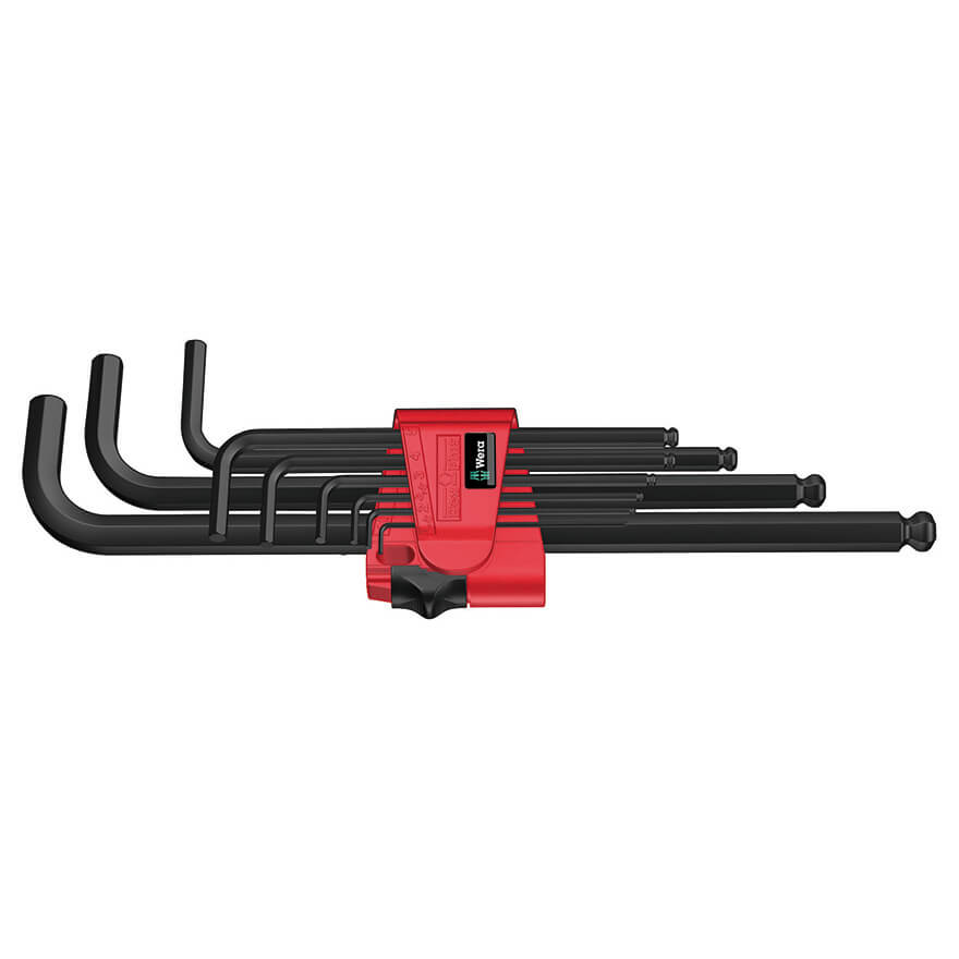 (Red) 1.5-10mm WERA Metric Ball End (long arm) Allen Key Set (9 Piece)