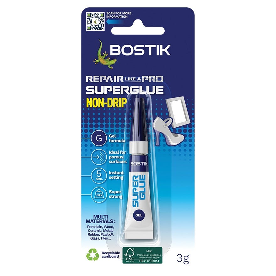 Bostik Repair Range Super Glue Gel 3gm