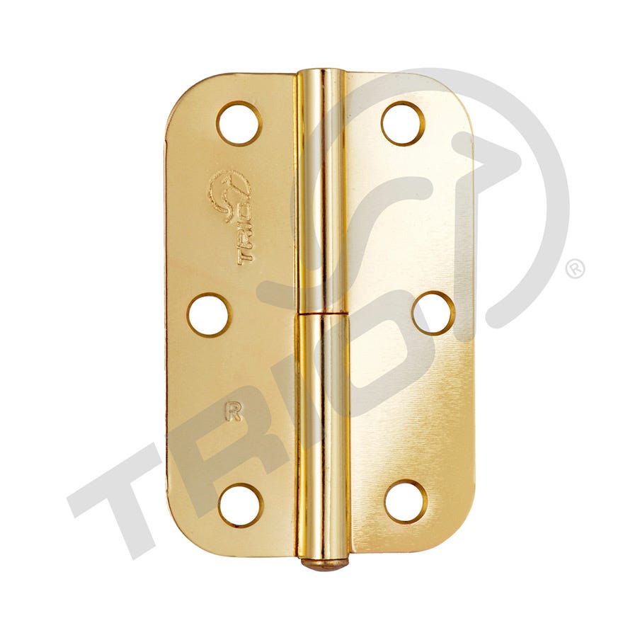 89x58x1.6 Butt Hinge Radius Right Hand Lift Off Brass Plated