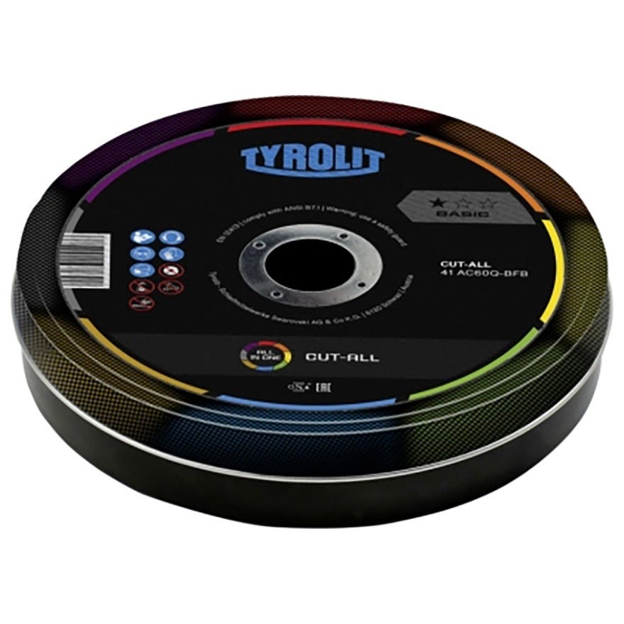 125x1.0x22 Tyrolit Cut-All Basic (Tin 10 Pack) Flat Cutting Disc AC60Q (34713740)
