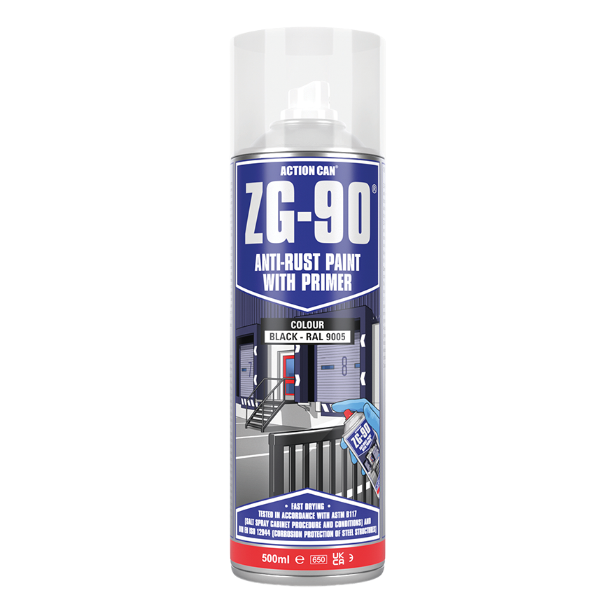 Action Can ZG-90 Black Anti Rust Paint - 500ml Aerosol