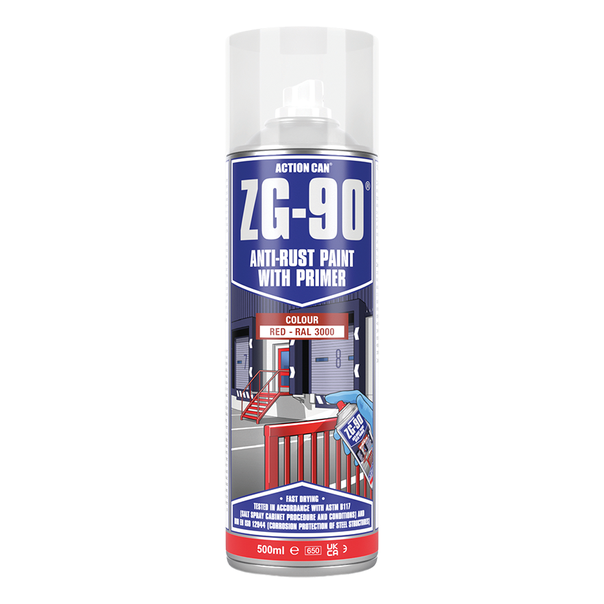 Action Can ZG-90 Red Anti Rust Paint - 500ml Aerosol
