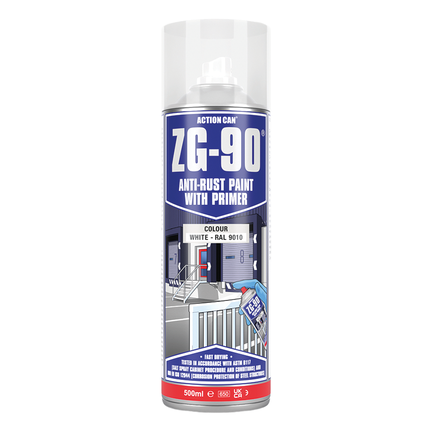 Action Can ZG-90 White Anti Rust Paint - 500ml Aerosol