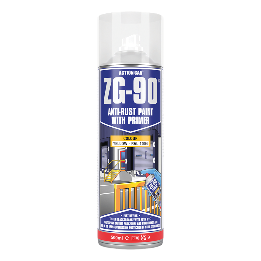 Action Can ZG-90 Yellow Anti Rust Paint - 500ml Aerosol