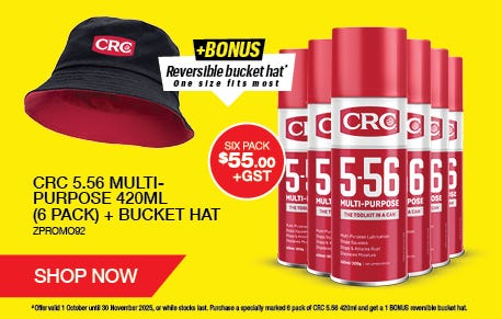 CRC5.56 Multi Purpose 6 Pack + Bucket Hat Combo | Shop Now