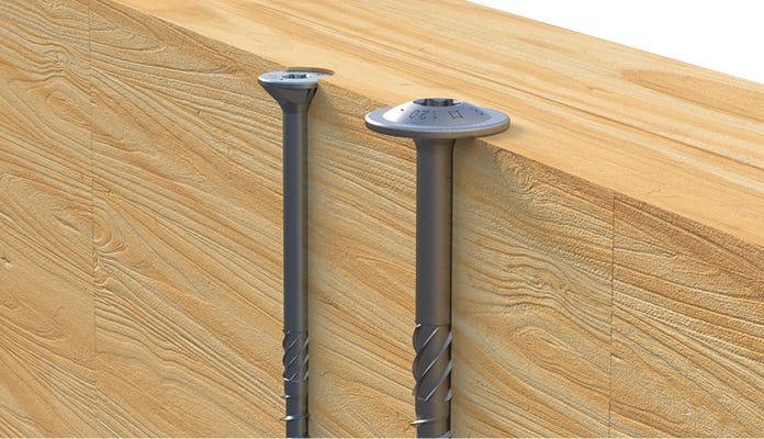 Wood Construction Screws Available in Wafer Head and Countersunk